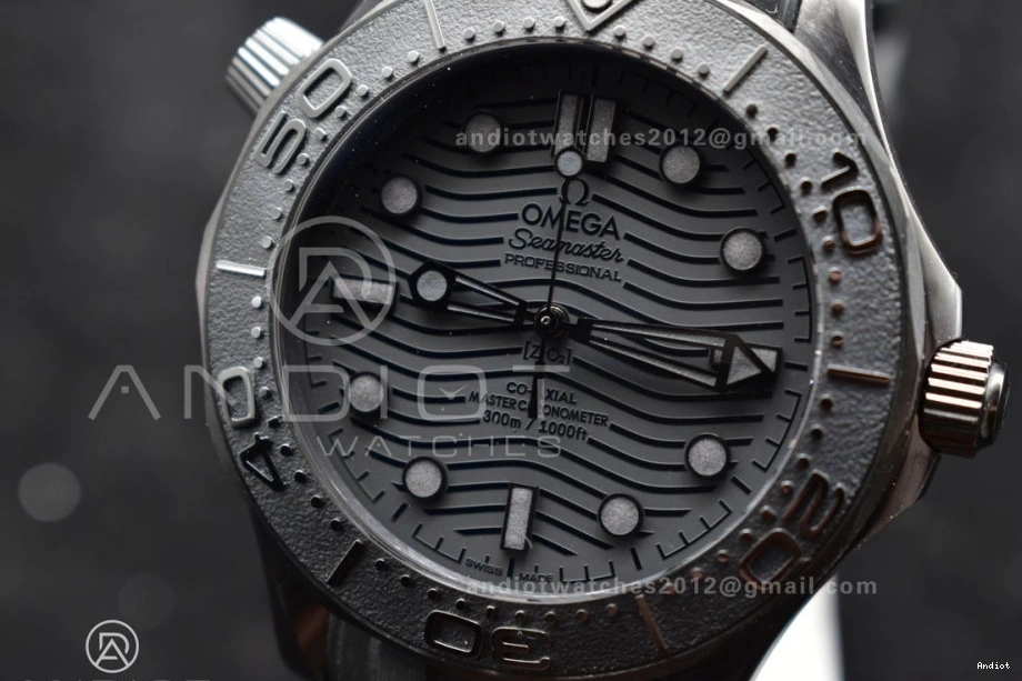 Seamaster Black VSF 43.5mm 1:1 Rubber Black Ceramic Dial Best 300m on Black A8806 Edition Strap 1228